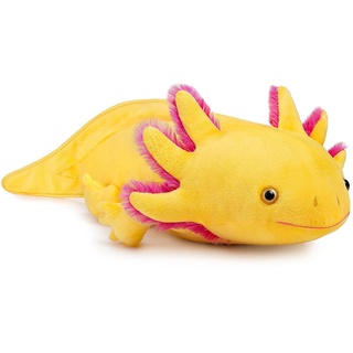 Tiny Heart Axolotl Stofftier Plüschtier 51cm/20” realistisches Axolotl Plüschtier schönes Tier niedliche und weiche Geschenke Plüsch-Axolotl für Kinder Jungen und Mädchen Axolotl Spielzeug Gelb