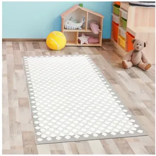 Carpetia Kinderteppich Kinderzimmer Teppich Punkte weich 3d-Effekt grau creme, rechteckig beige|grau 80 cm x 150 cm