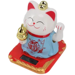 HERCHR Winkende Katze, Solarbetriebene Kawaii Winkende Katze, Glückskatze Winkekatze, Chinesische Glückskatze, Katzen Deko, Winkender Arm, Statue, Figur Für Zuhause, Auto, Ornament(Blau)
