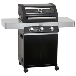 Gasgrill VIDERO G3 Pure schwarz 50mbar mit 3 Haupt-Brennern aus Edelstahl (je 3,5 kW)