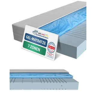 AM Qualitätsmatratzen 7 Zonen Gelmatratze 140x200 H2 - Made in Germany - Oeko TEX zertifizierte Memory Schaum Matratze 140x200-20 cm Hoch - Hybridschaummatratze 140x200 H2 mit 4cm Gelauflage