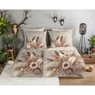 Good Morning Barro Blumen Baumwolle Beige 155 x 220 cm + 80 x 80 cm
