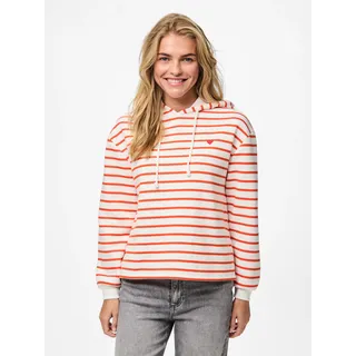 Pieces PCCHILLI Hoodie Cloud Dancer Stripes/Tangerine Tango XS