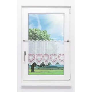 Plauener Spitze® Scheibengardine Herz (1 St), transparent, HxB 40x48.6cm rot 48 cm x 40 cm