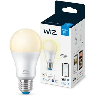 Wiz Smart LED A60-Lampe, Warm White, E27-Sockel, 60W, 806 Lumen, dimmbar, funktioniert mit Alexa, Google Assistant, und Apple HomeKit, 1er Pack