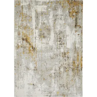 -LUXOR- living Kurzflor Teppich Molinos – moderner Webteppich mit abstraktem Muster, pflegeleicht & strapazierfähig, ideal für Wohnzimmer, Schlafzimmer & Flur, 200 x 290 cm, Grau-Gelb