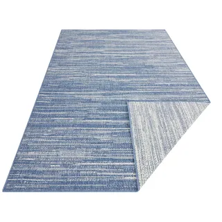 Teppich ELLE DECORATION "Mèlange" Teppiche Gr. B/L: 240 cm x 340 cm, 5 mm, 1 St., blau (blau, weiß) Esszimmerteppiche Flachgewebe, In-& Outdoor, Modern, Wendeteppich, Balkon, Wohnzimmer