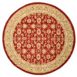 RugVista Ziegler Kaspin, Teppich, Orientalische, Ø 250 cm, Rund, Niedriger Stapel, Wohnzimmer, Esszimmer, Schlafzimmer, Küche, Nur chemische Reinigung, Oeko_tex_100, Rot