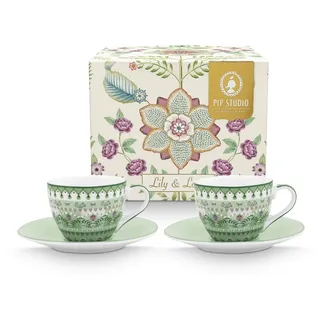 Pip Studio Espressotasse mit Untertasse 0,12 l Grün 2 St.