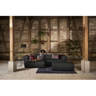 W.Schillig Ecksofa "around-the-block, modern und elegant, bequem, L-Form", schwarz (schwarz z59), B:300cm H:66cm T:164cm, Longlife Xtra-Leder Z59: Glattleder mit modischer Prägung. Hautstärke 0, 9 - 1, 1 mm, Sofas, Ecksofa, mit eleganter Biese, mit Federkern