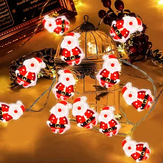 Lichterkette Innen Weihnachten,1,5m 10er Led Weihnachtsmann Weihnachtsdeko | Weihnachtslichterkette Weihnachtsbaum Warmweiß Innen Weihnachten Lichterketten Deko, für Party, Weihnachten, Balkon