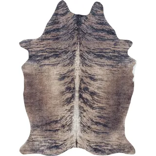 Waschbarer Teppich Wohnzimmer Flur Küche Sonderform 150x200 Braun RindsKunstleder aus Kunstfell - Braun