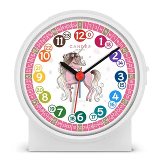 MNU 1709 Kinderwecker Wecker Kinder lautlos Einhorn geräuschlos 10,8 cm Weiß