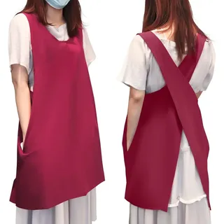 Schürzen im japanischen Stil – Minimalistische Baumwollschürzen – Ideal zum Kochen und Grillen – Bordeauxrot – Perfekt für die Gartenarb... - bordeaux