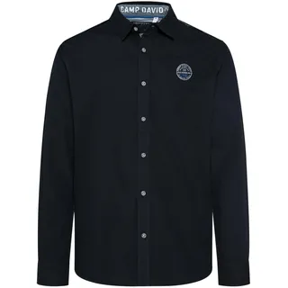 Camp David Herren Langarmhemd mit Strukturstreifen Blue Navy L - L