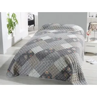 heimtexland ® Bettüberwurf Tagesdecke Steppdecke 220x240 Landhaus Deko Bettdecke Schlafzimmer Plaid Gesteppt Typ456 Patchwork