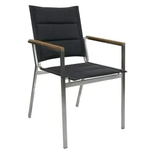 Zebra Everest Sessel gepolstert, Edelstahlgestell, Teak-Armlehnen