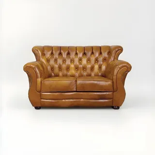 Original Chesterfield Roberto Sofa 2-er Leder Klassiche Couch