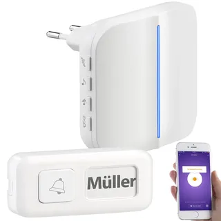 WLAN-Steckdosen-Empfänger & kinetischer Klingelknopf, App, 100m, 80dB