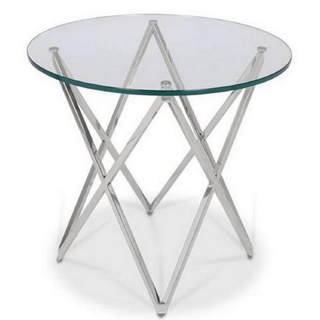 Casa Padrino Beistelltisch »Luxus Beistelltisch Silber Ø 60 x H. 55 cm - Runder Edelstahl Tisch mit Glasplatte - Luxus Möbel«