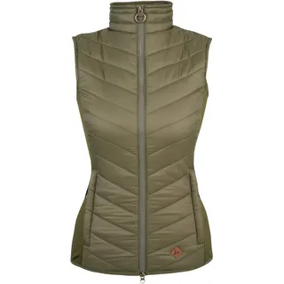 JACK PYKE Shires Damen Weste - Leichte taillierte Damenweste mit Stretch-Einsätzen und Reißverschlusstaschen für Outdoor-Aktivitäten und Alltag, grün, S - S