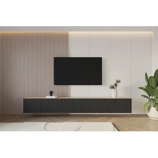altdecor NOA-2 Lowboard 300 cm Schwarz Holz/MDF/Holzwerkstoff