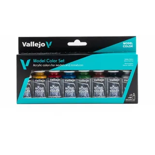 Vallejo Wargames Basics 18 ml Weiß/dunkler Hautton/Rot/Blau/Grün/Braun/Schwarz/Silber