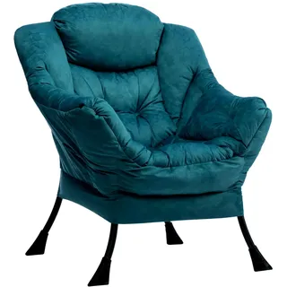HollyHOME Sessel Wohnzimmer Ohrensessel Schlafzimmer Relaxsessel Lesesessel Armlehnensessel Relax Sessel Lounge Sessels mit Stahlrahmen, Blau Grün