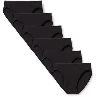 Amazon Essentials Damen Unterhosen aus Baumwoll-Stretch, Hoch Geschnittenes Bikini-Höschen, 6er Pack, Schwarz, 3XL Große Größen