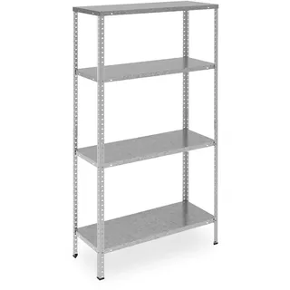 Relaxdays Regal Kunststoff/Metall/Holzwerkstoff 75x150x30 cm silber