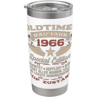 Geschenk zum 60. Geburtstag Jahrgang 1966 Oldtimer lustiges Doppelwandiger Edelstahl-Thermobecher