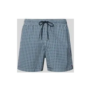 Badehose mit Allover-Muster, Dunkelblau, M