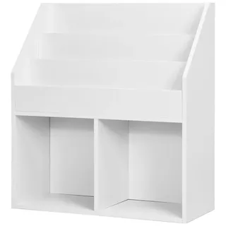 COSTWAY Bücherregal, Kinder, mit Fächern & 2 Ablagen, Holz, 70x30x80cm, weiß weiß