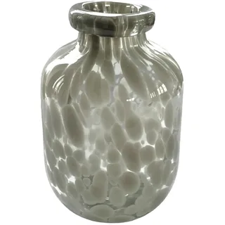 Glasvase Happy Patchy 15cm GRAU. Vase aus Glas, Blumenvase mit Punkten, Konfetti, mundgeblasen