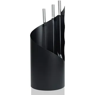 XMTECH 4 Teilig Kaminbesteck Set Kamingarnitur Kaminzubehör Metall Modern Design für Küche Haushalt, Schwarz Kaminwerkzeug inkl. Besen Schaufel Schürhaken und Ständer mit Sichtschutz