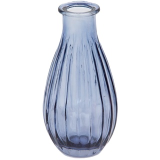 Talking Tables Blaue Glasknospenvase für Blumen | Kleine gerippte schmale Halsflaschen für marineblaue Heimdekoration, Arrangements, Hochzeitsaufsätze für Tischdekorationen, Fensterbank, Einheitsgröße