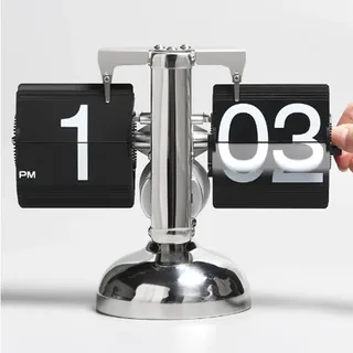 Automatische Umblätteruhr Im Europäischen Stil, Minimalistische Retro-wohnzimmeruhr, Kleine Mechanische Pendeluhr, Schwarze Standuhr Mit Einem Fuß.