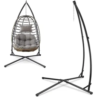 Izrielar Hängesessel Gestell Hängemattengestell aus Metall Hängesessel-Ständer 150kg für Hängesessel im Innenbereich, Schlafzimmer, Garten (L x W x H)120 x 120 x 210cm