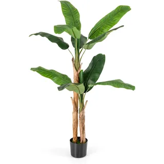 Costway 165 cm Kunstpflanze Tropische Palme, Zimmerpflanze mit 10 Blättern