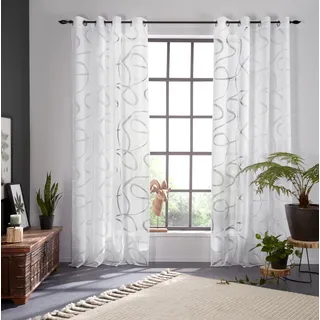 Bruno Banani Gardine BRUNO BANANI "Tilo" Gr. 4, weiß, B:140cm H:245cm, Ausbrenner, Polyester, Viskose, Gardinen, Gardine, transparent, Ausbrenner, gewebt, verschiedene Größen, Topseller