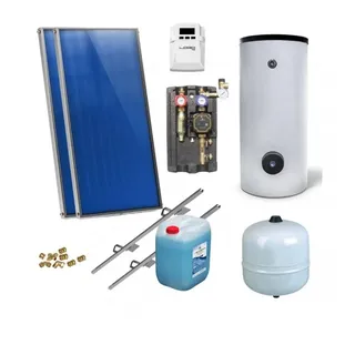 Sunex Solaranlage Warmwasser Solarpaket 2 Kollektoren Speicher Flachkollektor