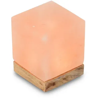 Wagner Life Design Salzkristall-Tischlampe USB-Kubus, LED wechselbar, Warmweiß, Handgefertigt aus Salzkristall - jeder Stein ein Unikat, H: ca.9 cm orange