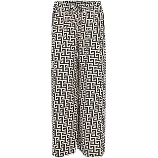 Malito - Damen Marlenehose im Animal Print - weich fließende Culottehose - lockere Sommerhose - Trendige Freizeithose 2306 - (Ethno Weiß) - 34-44
