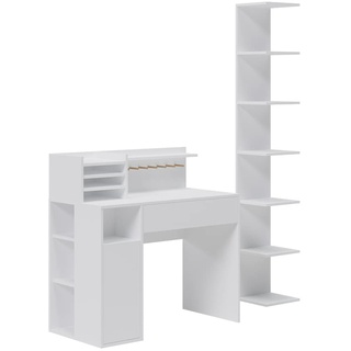 Vicco Schreibtisch, Weiß, 2 Teile, mit Bücherregal