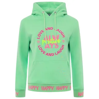 Sweatshirt ZWILLINGSHERZ Gr. LXL, grün (hellgrün) Damen Sweatshirts mit Kapuze, Frontprint, neonfarben