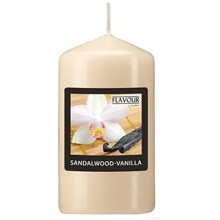 Papstar Duft-Stumpenkerzen, Sandalwood-Vanilla, Ø 58 mm · 110 mm, "Flavour", 6 Stück