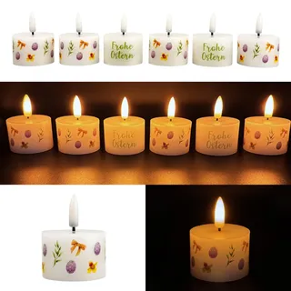 Online Fuchs 6 LED-Kerzen, Teelichter mit realistischer Flamme und Timer im Frühlings-Design - inklusive Geschenkverpackung - Osterdeko (Grün)