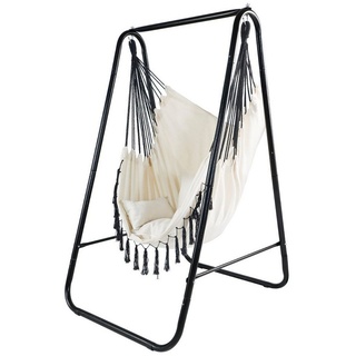 CCLIFE Hängesessel »Hängesessel mit Gestell Hängeschaukel Hängestuhl outdoor indoor«, mit gestell beige