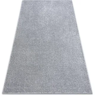 Teppich Teppichboden Santa Fe Silber 92 Eben, Glatt, Einfarbig Grey 200x400 Cm