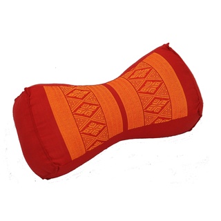Handelsturm Ergonomisch geformtes Kissen, 30x15x10 cm, festes Kissen als Stützkissen für Entspannung Massage und Meditation, Nackenkissen. Füllung aus Kapok. Thai Design (rot & orange)